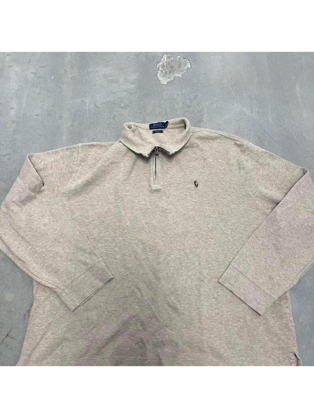 Polo Ralph Lauren Quarter Zip Beige Estate Rib Pullover XXL